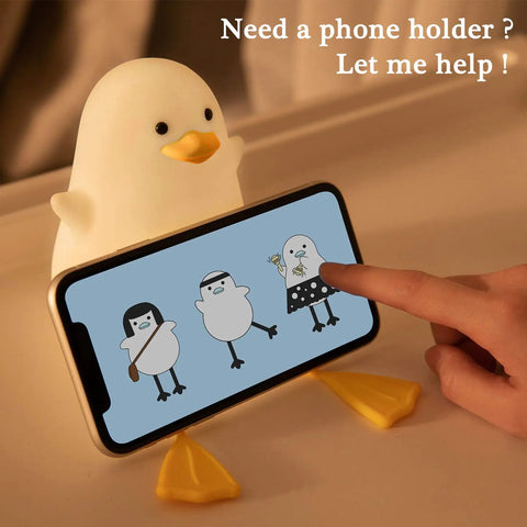 Seagull Silicone Night Light for Kids Portable Rechargeable Bedside Lamp for Nursery with phone holder feature, soft glow.