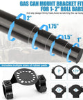 Upgraded RX LOX PM Gas Can Pack Mount With Key Locking for Rotopax, fits 1-2 inch roll bars, with multiple rubber pad sizes.