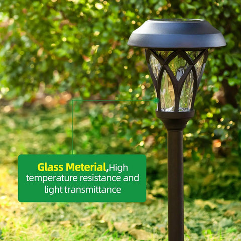8 Pack Solar Pathway Lights Outdoor Warm White LED Glass Stake Lights Waterproof Stainless Steel With Auto On Off 25 Lumen