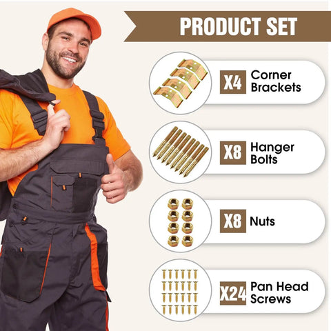 Heavy Duty Iron Corner Braces For Table Legs Bring Serious Stability And End That Nasty Wobble Problem Forever On Dining Tables Or Wooden Desks Kerf Mount Hardware Is Made To Perform Tough, featuring corner brackets and screws.