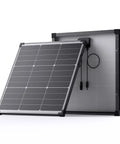 Premium 50 Watt Solar Panel Featuring Advanced N Type Cells And A Solid 25% Conversion Rate Built For Off Grid RV Campers And Portable Power Banks That Give Your Gear Heavy Duty Juice Daily, angled view showcasing its durable design.