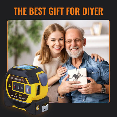 Laser Distance Measurer With Dual Tape Measure For Quick Jobs, Heavy Duty Tool With Cross Marking, Smart Range Finder, Easy Read Display, Ft And Metric Measurements, 131 Ft Range, gift scene