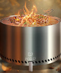 Smokeless 28 Inch Fire Pit With Stand And Grill Rack For Backyard Fun Large Stainless Steel Wood Burning Outdoor Stove