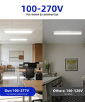 4 Foot LED Wraparound Light 40W 4400Lm 4000K Neutral White Flush Mount Ceiling Fixture For Garage Office Kitchen Energy Saving Replaces 2 Lamp 32W Fluorescent ETL Listed installed in office and kitchen