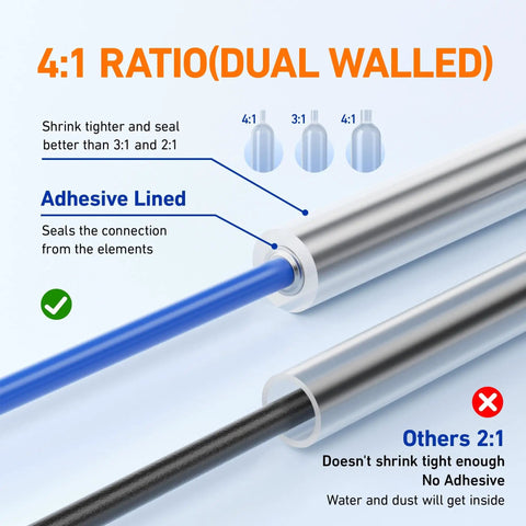 Heat Shrink Tubing Kit 446 Pcs Adhesive Lined Clear Shrink Wrap Four to One Ratio Industrial Grade Tubing Marine Grade