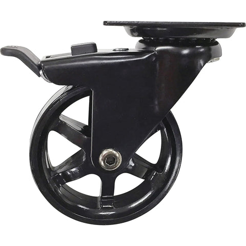 Top Shelf 3 In Swivel Caster Hella Stable Polyurethane Wheel Aluminum Hubs 100 Lb Load Rating Total Lock Brakes Black Mount Plates Heavy Duty Furniture Casters