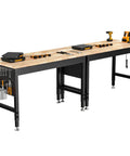 Beefy 96 Inch Adjustable Heavy Duty Workbench With 2000 Lb Load Capacity Rubber Wood Surface Pegboard And Built In Power Outlets Dual 48 Inch Units