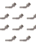 Rock Solid 1 1/2 Inch Stainless Steel Hose Barb To NPT Male Pipe 45 Deg Rigid Adapter Built Like A Tank For Gotta Stay Dry Plumbing And Fluid Work That Truly Slaps, 10 units angled view.