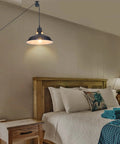 Plug In Pendant Light Bundle With Black Barn Style Hanging Lamps 14.76 Ft Cord in bedroom setting, adjustable pulley, 2 pack visible