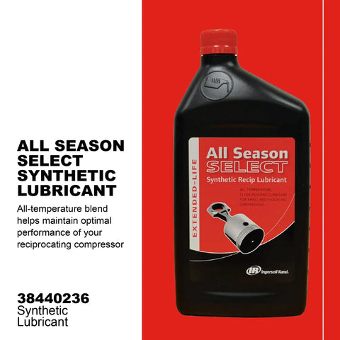 All Season Select Synthetic Lubricant For Reciprocating Compressors All Temperature Blend 1L Bottle Extends Life Four Times Longer