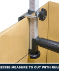 Box Resizer Tool With Safety Blade Cover And Scoring Wheel For Custom Box Size Up To 10 Inches Deep, No Guesswork Reducing Cartons To Exact Dimensions For Ecommerce, Retail And Warehouse Packing on cardboard box