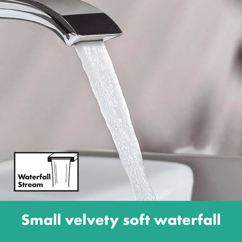 Vivenis Modern 1-Handle 1-Hole 12-Inch Tall Bathroom Sink Faucet in Chrome by Hansgrohe with air-infused water stream