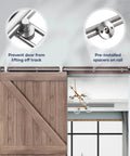 Six Foot Top Mount Stainless Steel Sliding Barn Door Hardware Track Kit For 30 To 36 Inch Wide Single Doors installed view