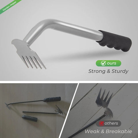 Ultra Durable Manganese Steel Weed Puller Tool With Five Tine Head For Fast Dandelion And Crabgrass Removal Beefy Build comparison image