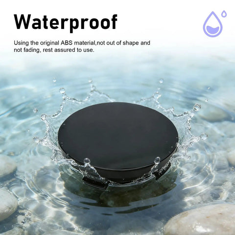 Set Of Four Matte Black Wheel Center Hub Caps Heavy Duty Abs Snap In Rim Covers Universal Fit displayed splashing in water.