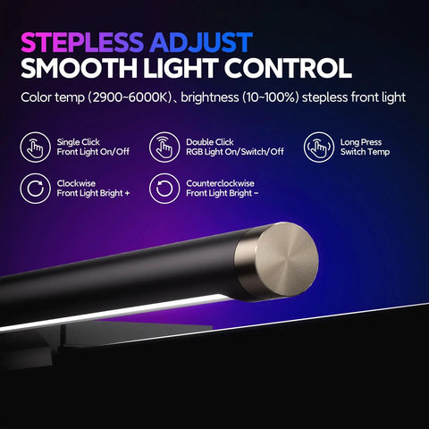 RGB Monitor Light Bar For Eye Care With Four Modes And Color Temperature Adjustable From 2900K To 6000K USB Powered Reading Lamp