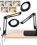 10X Magnifying Lamp With Light And Stand For Reading Crafts Jewelry Sewing, Handy LED Desk Clamp Lamp With Base displayed on desk