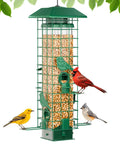 Weight Activated Squirrel Proof Bird Feeder For Outdoors Hanging With 3Lb Capacity And Four Ports, All Weather Tube Feeder Keeps Squirrels Out