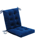 Set Of 2 37x18 Navy Blue Outdoor Dining Chair Cushions With Ties Water Repellent And UV Safe Patio Seating Cushions For Garden Furniture