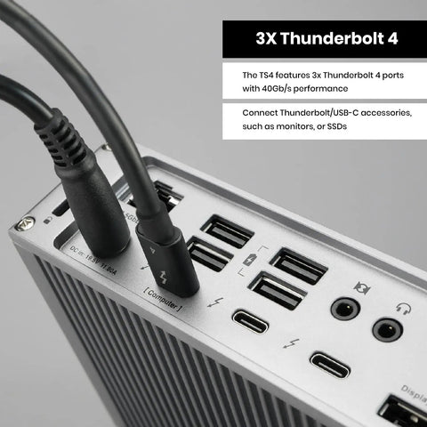 Next Level Thunderbolt 4 Dock Packing 18 Ripping Fast Ports Delivers 98 Watt Juice Powers Flawless 8K Dual Monitors And Boasts Blazing Ethernet For Mac And Windows, showing 3 Thunderbolt 4 ports.