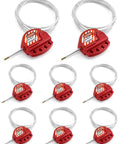 Lockout Tagout Cable Lock Eight Pack Adjustable Steel Vinyl Coated Cable Lockout Three Sixteenth Inch Diameter Five Point Nine Foot Length Red