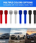 4 Piece Red Aluminum Alloy Car Door Lock Knobs in multiple colors for universal cars and trucks, 0.39 by 1.88 inches.