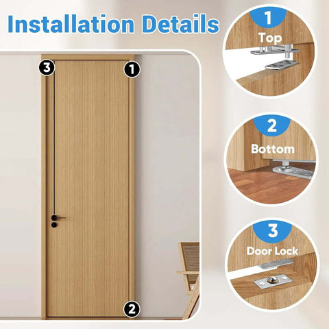 Installation details of 2 Piece Stainless Steel Hidden Door Hinge Pivot 570 Lbs Heavy Duty Invisible Door Hardware For Secret Room