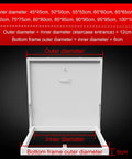 Heavy Duty Roof Access Hatch With Weatherproof Aluminum Frame And Galvanized Steel Plate, dimensions and white frame on black background