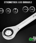 Beast 24-Piece Ratchet Wrench Set for Auto Pros and DIYers with Metric 6-18mm and SAE 1/4 to 3/4 Inch Sizes, Chrome Vanadium detail