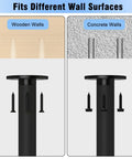 Diagram of surfboard wall mount and ceiling rack for garage storage showing installation on wooden and concrete walls.