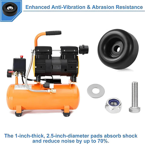 Heavy Duty Anti Vibration Rubber Feet For Generators Pressure Washers And Compressors Trailers 1 By 2.5 Inches Four Piece Set With Screw Kit Pro Grade Durable Mounting Feet