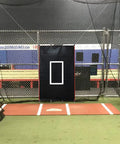 Heavy Duty PVC Strike Zone Backstop For Baseball Pitching And Batting Cage Protection 4x6 Feet Rectangular displayed in batting cage