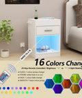 Ultra Sleek White Nightstand Packs A Rapid Charging Hub And Ambient Led Lighting While Guarding A Legit Hidden Safe For Stashing Cash And Electronics Plus Extra Power Outlets with LED lighting and drawer.