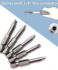 Heavy Duty U Shaped Spanner Screwdriver Bit Set, 5 Piece S2 Steel Magnetic Power Drill Kit with 1/4 Inch Hex Shank Driver Bits.