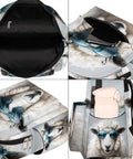 Mini Backpack Purse For Women With Adjustable Straps, Cute Sheep Print Small Daypack showing storage compartments and design