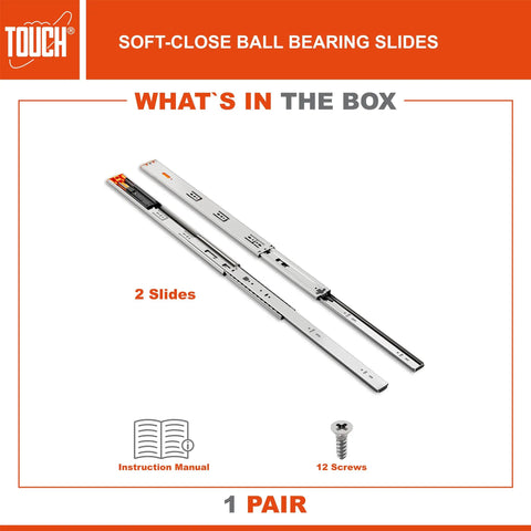 8 Inch No Slam Soft Close Drawer Slides Set Heavy Duty Side Mount Ball Bearing Rails For Kitchen Dresser Cabinet 100 Lb Capacity
