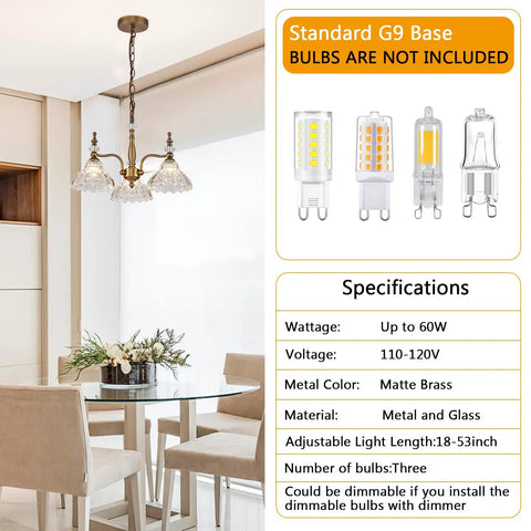3 Light Modern Pendant Chandelier Ceiling Lamp with Glass Shade for Dining Room Kitchen Entryway Living Room Bedroom Foyer American Style Luxury Lighting Fixture