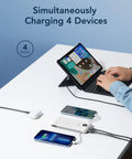 All In One Portable Charger With Built In AC Plug And Cables 10000mAh Ultra Slim Power Bank powering tablet and phones