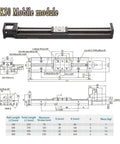 High Precision Single Axis Linear Stage With Beefy Steel Base And Tight 0.01mm Repeatability For Smooth CNC Machining And 3D Printing Includes Plug And Play 100W Servo Drive Kit Built Like A Tank For Zero Vibration dimensions and specifications drawing