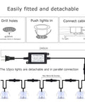 Diagram showing installation of 12V Low Voltage Waterproof IP67 Warm White Recessed Deck Lights Kit For Steps And Patio
