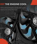 Close-up of Straight Shot Drop Dead Easy Swap Engine Radiator Cooling Fan Assembly, designed for Audi A3 TT VW, enhancing engine cooling.