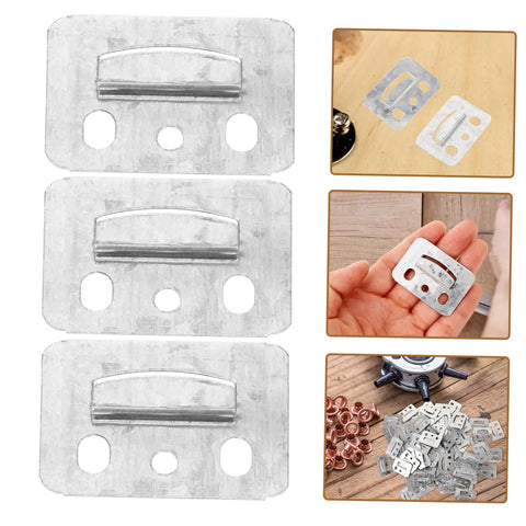 100 Piece Rugged Stainless Steel Gusset Plates Heavy Duty Wall Panel Clamps on display for drywall mounts and wood paneling.