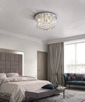Shimmering Crystal Chandelier Lighting For Bedroom Living Room Hallway Bar And Dining, 8 Lights, Dope Modern Chrome Flush Mount