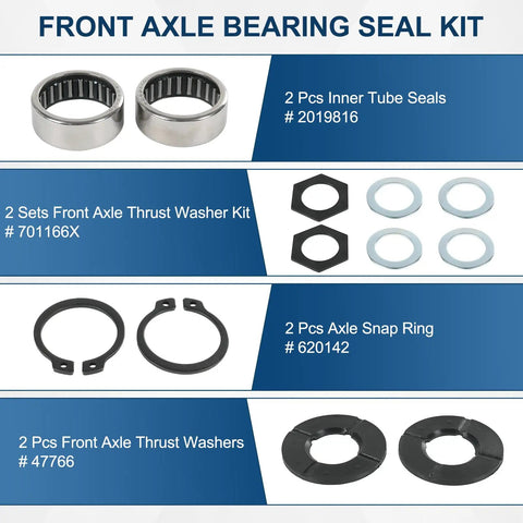 Ford Front Dana 50/60 Axle Seal Kit With Outer Dust Seal Inner Tube Seal Needle Bearing Snap Ring And Thrust Washer Set