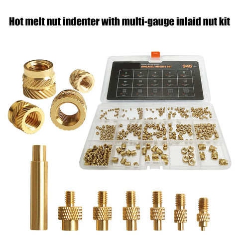 Brass Heat Insert Nut Set For Soldering And 3D Printing, Pro Grade Brass Threaded Nut Insertion Tool For 2 To 8 Mm Tips