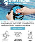 Hands demonstrating wipe anti-fog on Dope Anti Fog 180 Degree View Diving Mask for Adults Teens Women Men With Tempered Glass Lens.