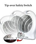 Portable 2 Speed Space Heater With Thermostat And Safety Cutoff 750 And 1500 Watt Heat Fan Only And Four Position Switch with tip-over safety