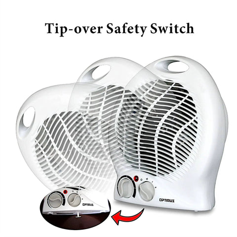 Portable 2 Speed Space Heater With Thermostat And Safety Cutoff 750 And 1500 Watt Heat Fan Only And Four Position Switch with tip-over safety