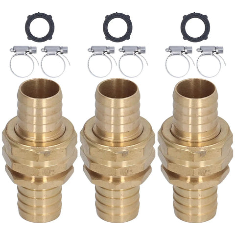 3/4 Inch Garden Hose Repair Connector Set, Brass Fittings For 3/4 Or 5/8 Inch Hoses, Leak Proof Threaded Joint, Includes Washers