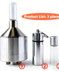 Spice Grinder For Kitchen Use In Silver, Super Easy To Use And Clean Aluminum Alloy Grinder With Detachable Food Contact Parts, No Fuss Grinding Herbs And Spices, 2.2 By 4.65 Inches shown with three detachable parts
